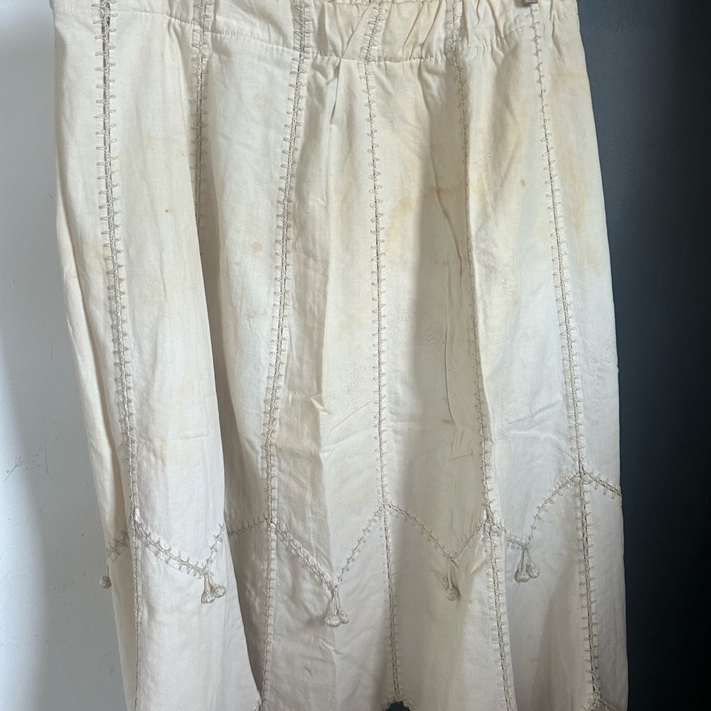 Vintage 70's Embellished Embroidered Crochet Cotton Skirt Size M/L - Picture 9 of 10